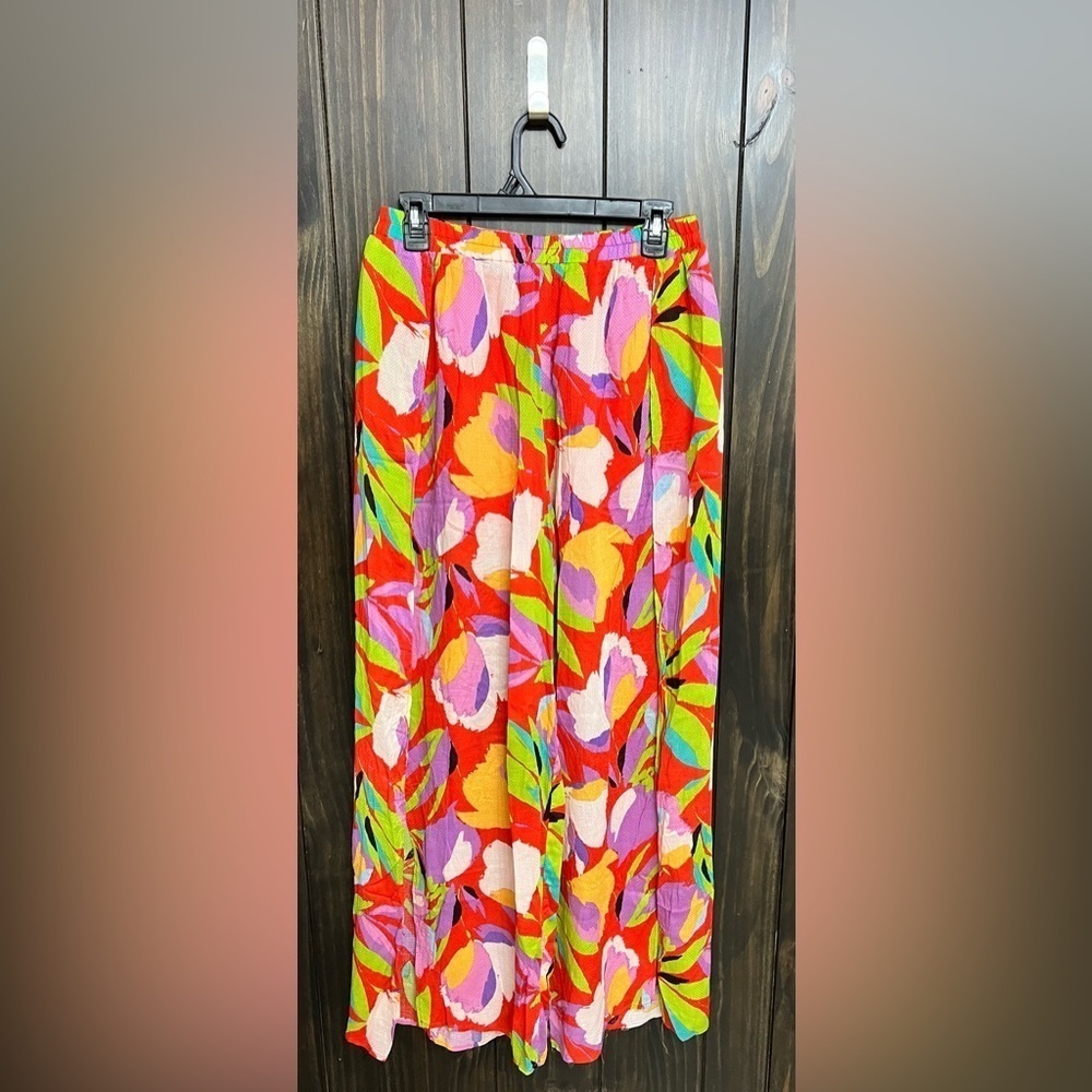 Lulu's Tropical Print, Flyaway Wide-Leg, BoHo Pants-Size: M - Picture 6 of 10